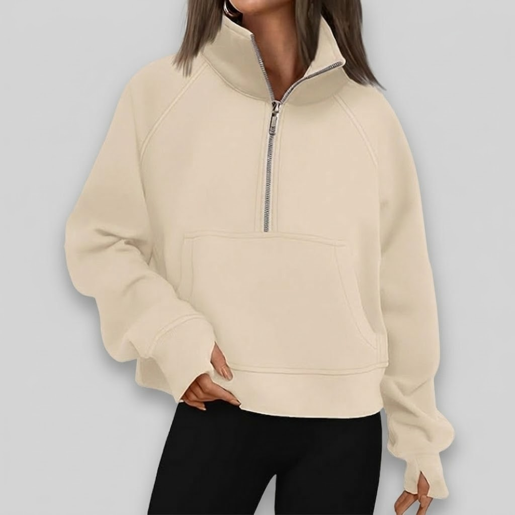 Maglione Donna Mezza Cerniera Casual Streetwear