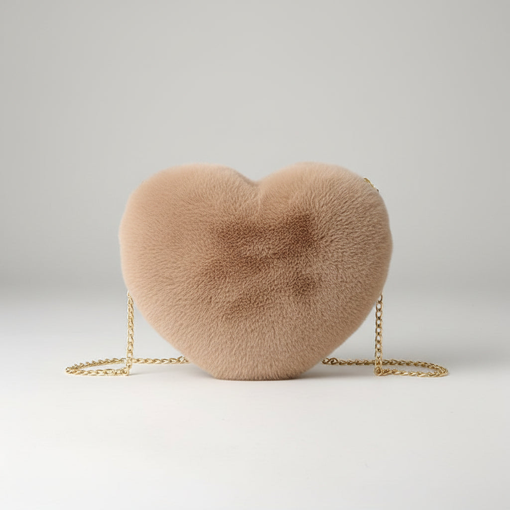 Borsa Mano Forma Cuore Pelosa Tracolla