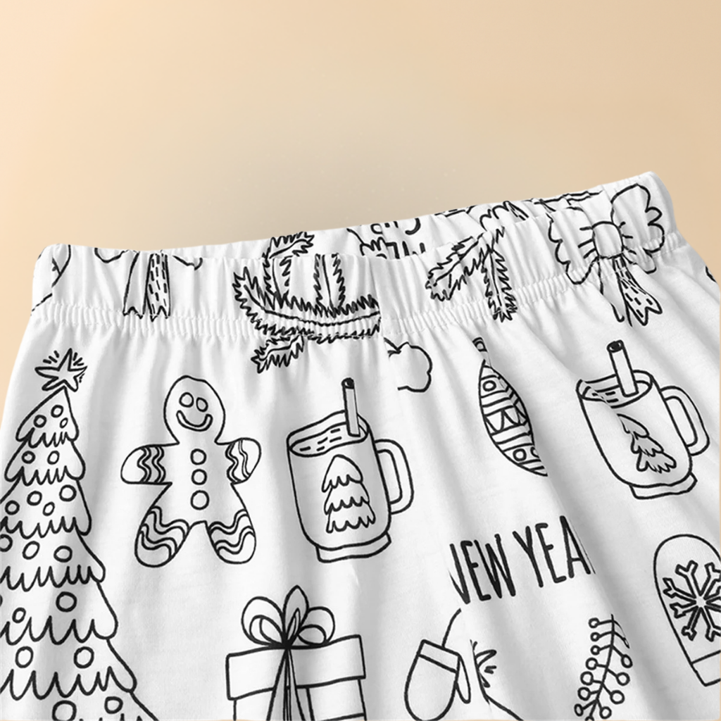 Kids Cotton Pajamas Set Christmas DIY Design Fun Sleepwear 1