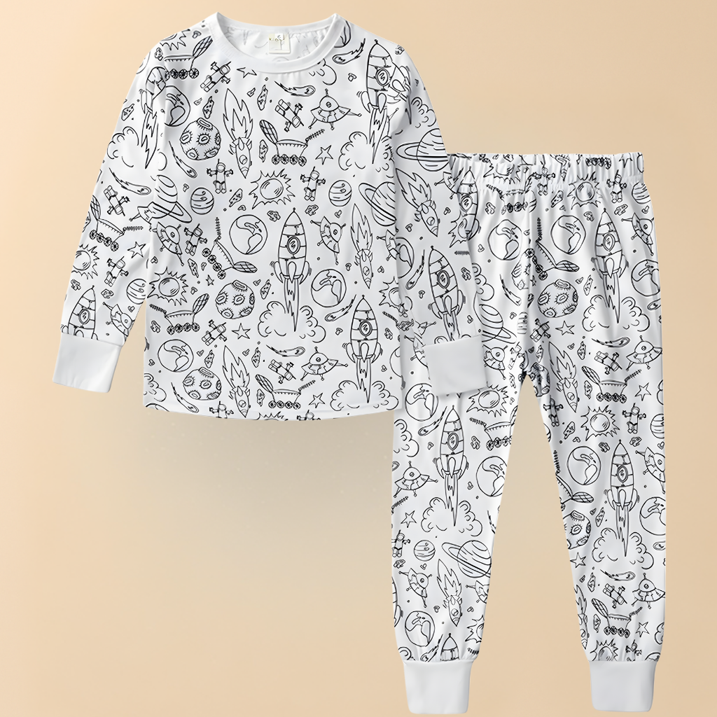 Kids Cotton Pajamas Set Christmas DIY Design Fun Sleepwear 9