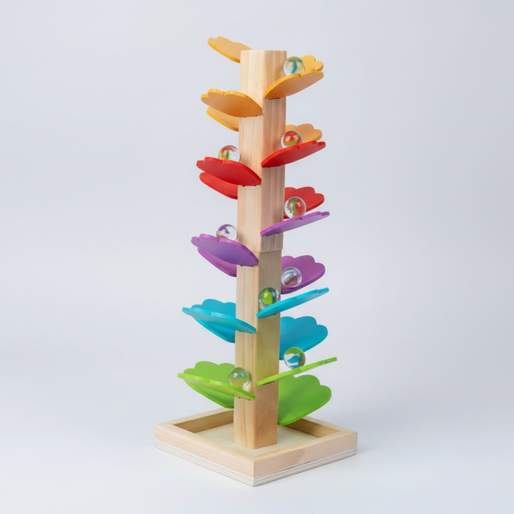 Wooden Montessori Toy Rainbow Marble Tower
