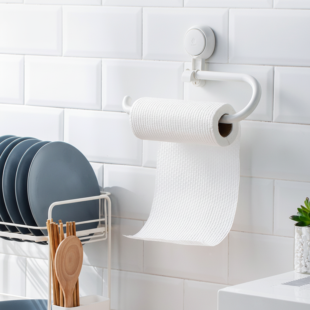 Suction Cup Toilet Paper Holder No Drilling Stainless Steel Easy Install