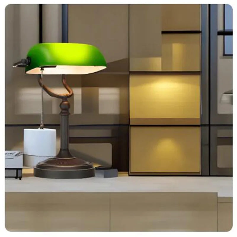 LumiBank - Lampada da banco classica con vetro verde in stile retrò per ufficio e soggiorno