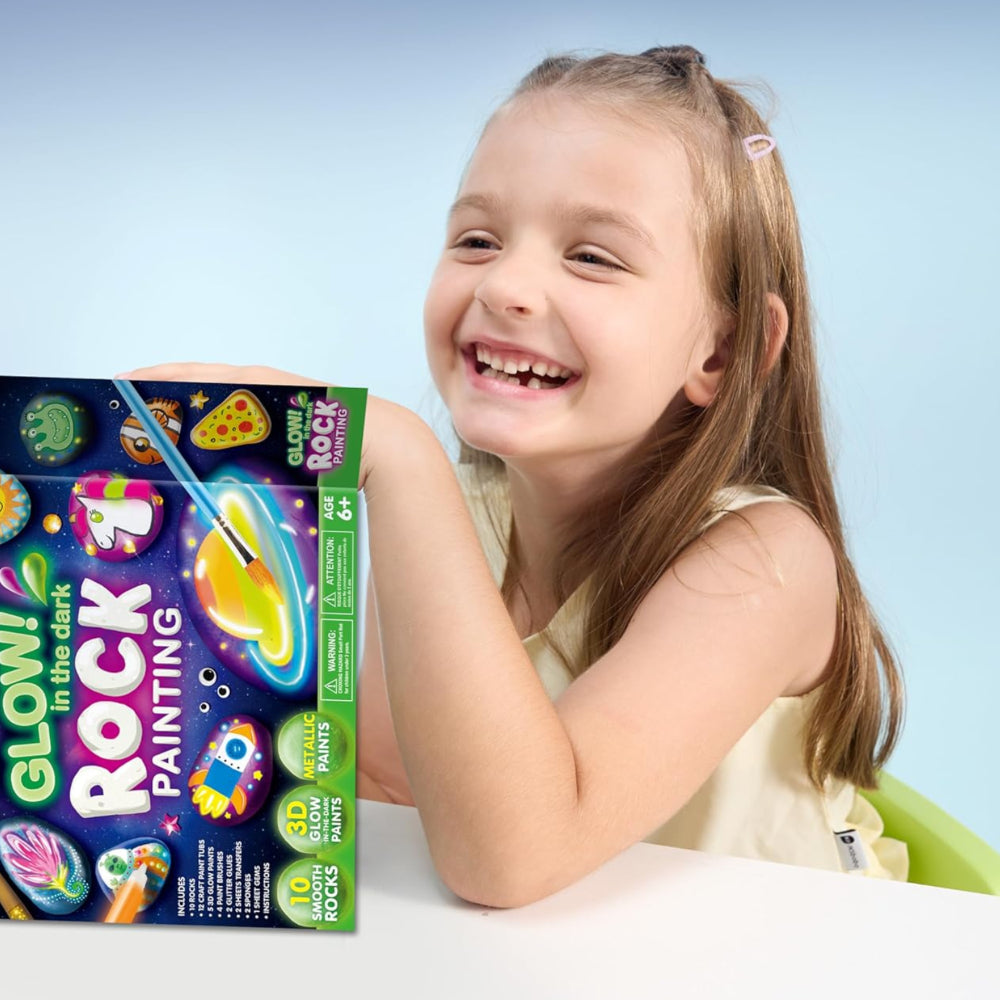 Kids Rock Painting Kit Glow Paint Craft Activity Art Set