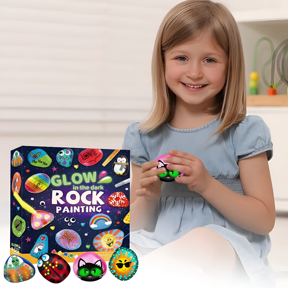 Kids Rock Painting Kit Glow Paint Craft Activity Art Set