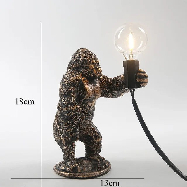 GorillaLux - Unique Gorilla Table Lamp | Modern Animal Lamp with Warm LED Lighting
