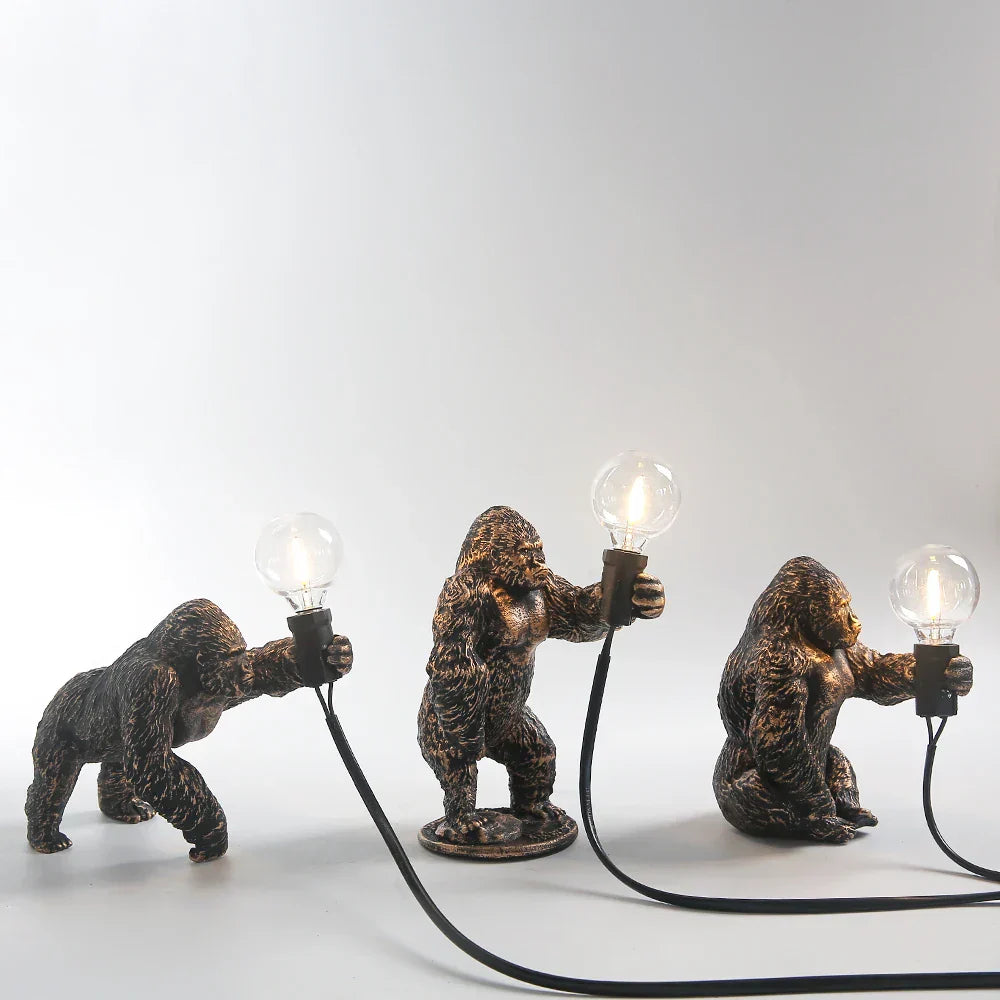 GorillaLux - Unique Gorilla Table Lamp | Modern Animal Lamp with Warm LED Lighting