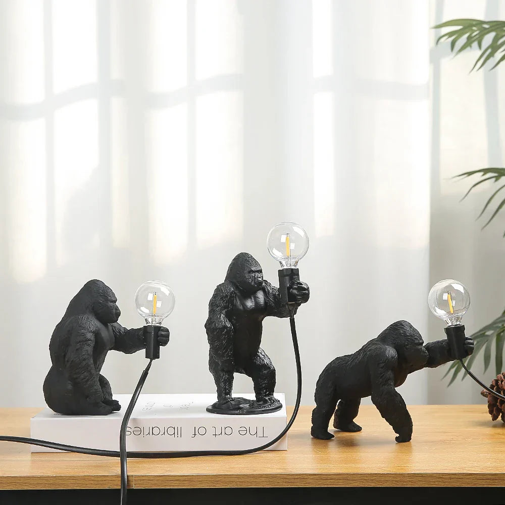 GorillaLux - Unica Lampada da Tavolo Gorilla | Lampada Animale Moderna con Illuminazione LED Calda