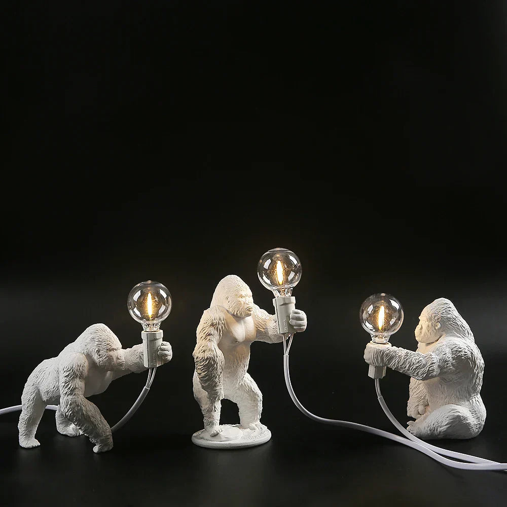 GorillaLux - Unique Gorilla Table Lamp | Modern Animal Lamp with Warm LED Lighting