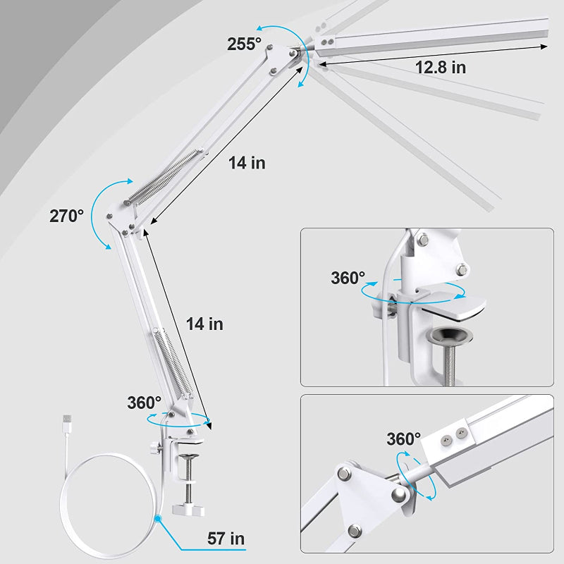 Lampada da scrivania LED - Lampada da tavolo con morsetto e braccio snodato
