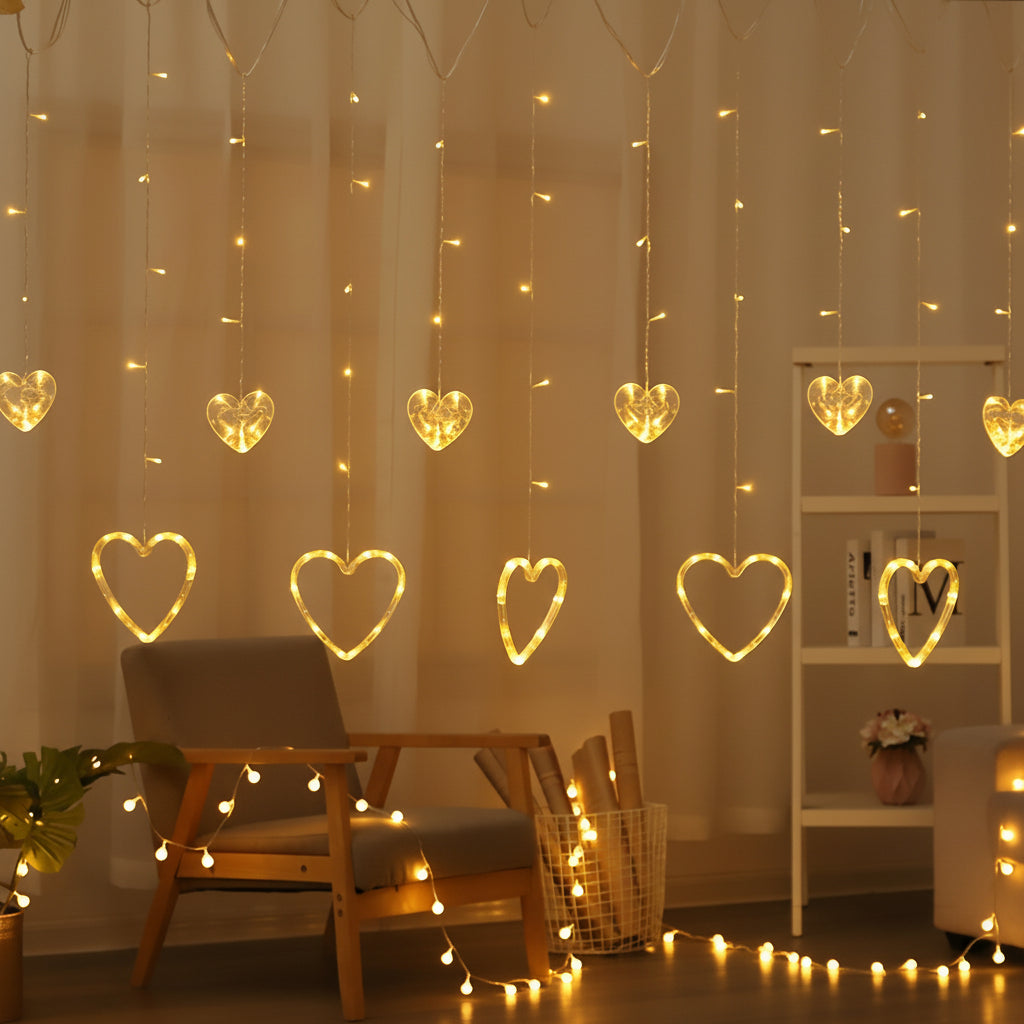 LED Heart Shaped Mood Lighting Valentine's Day Window Decoration