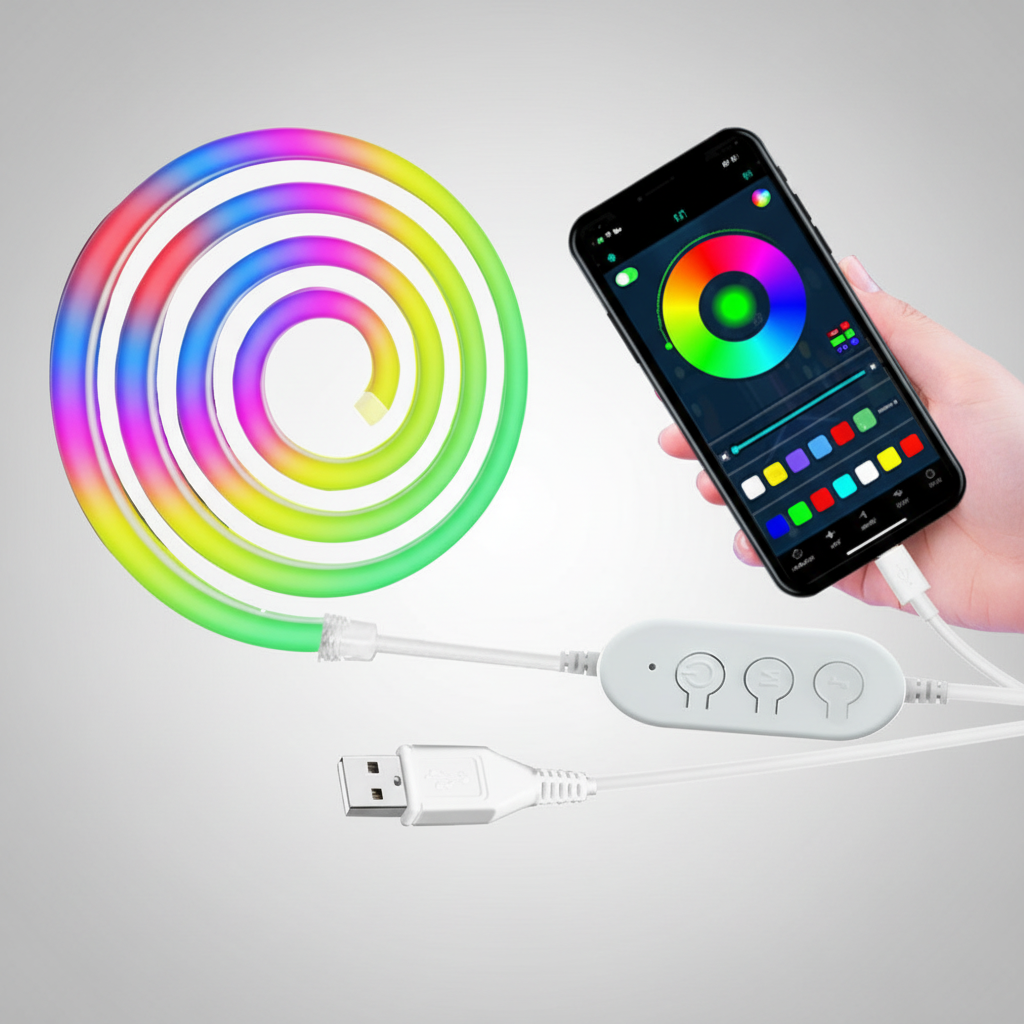 LED Strip Neon Rope Lights App Controlled for Customizable Ambiance 0