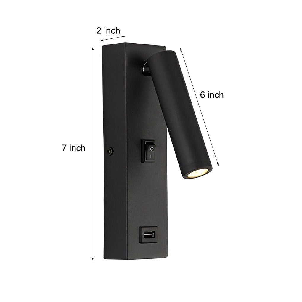 LuxiLicht - Lámpara de pared LED moderna ajustable con interruptor y puerto de carga USB