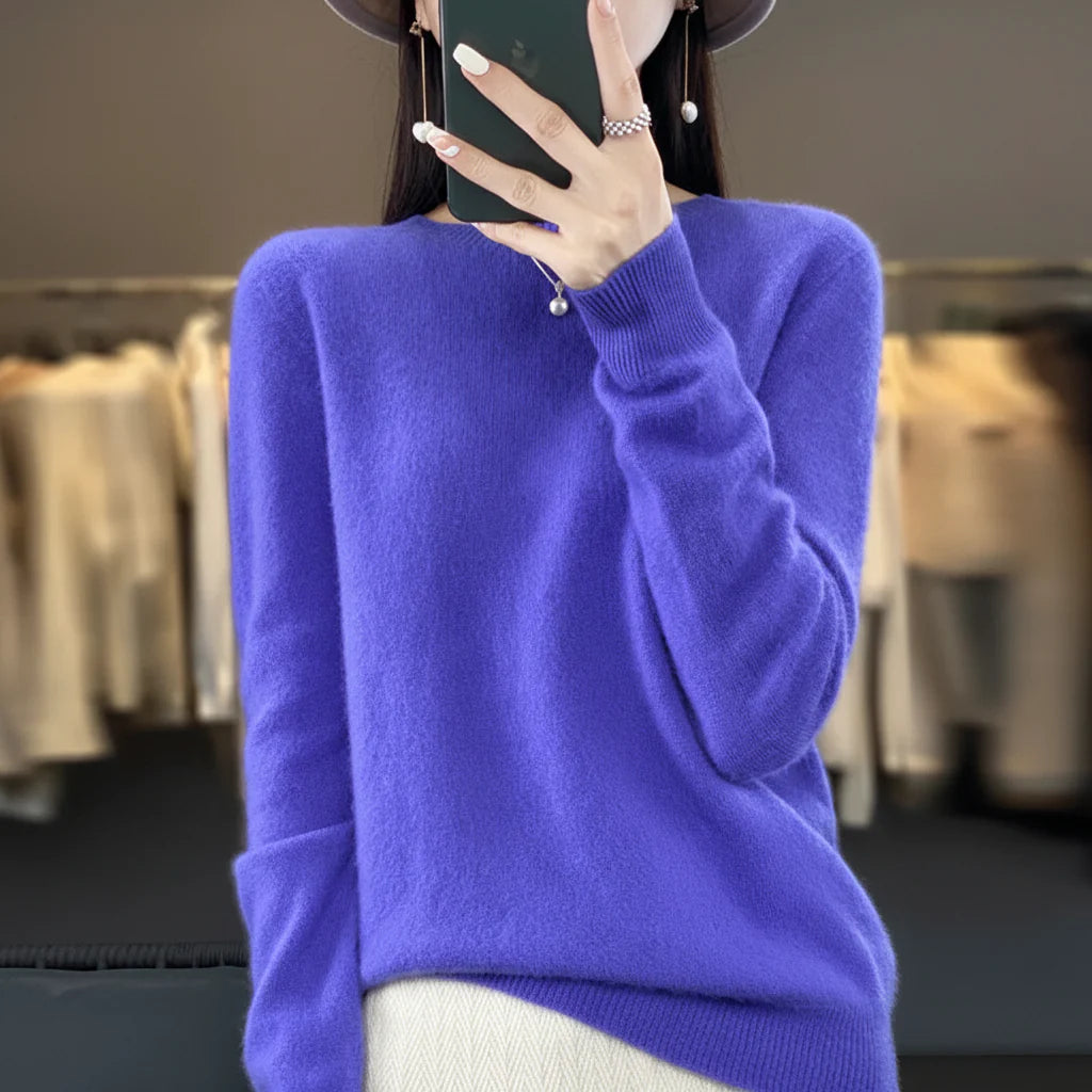 Maglione Donna Girocollo Quotidiano Comfort Leggero Caldo Pullover