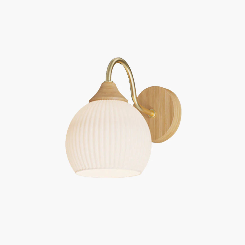 Lámpara de pared interior LED nórdica Ozawa vidrio madera dormitorio/salón