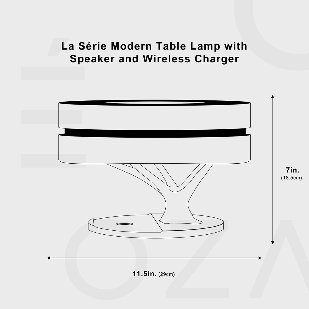 La lampada da tavolo Serie Moderna con altoparlante e caricatore wireless