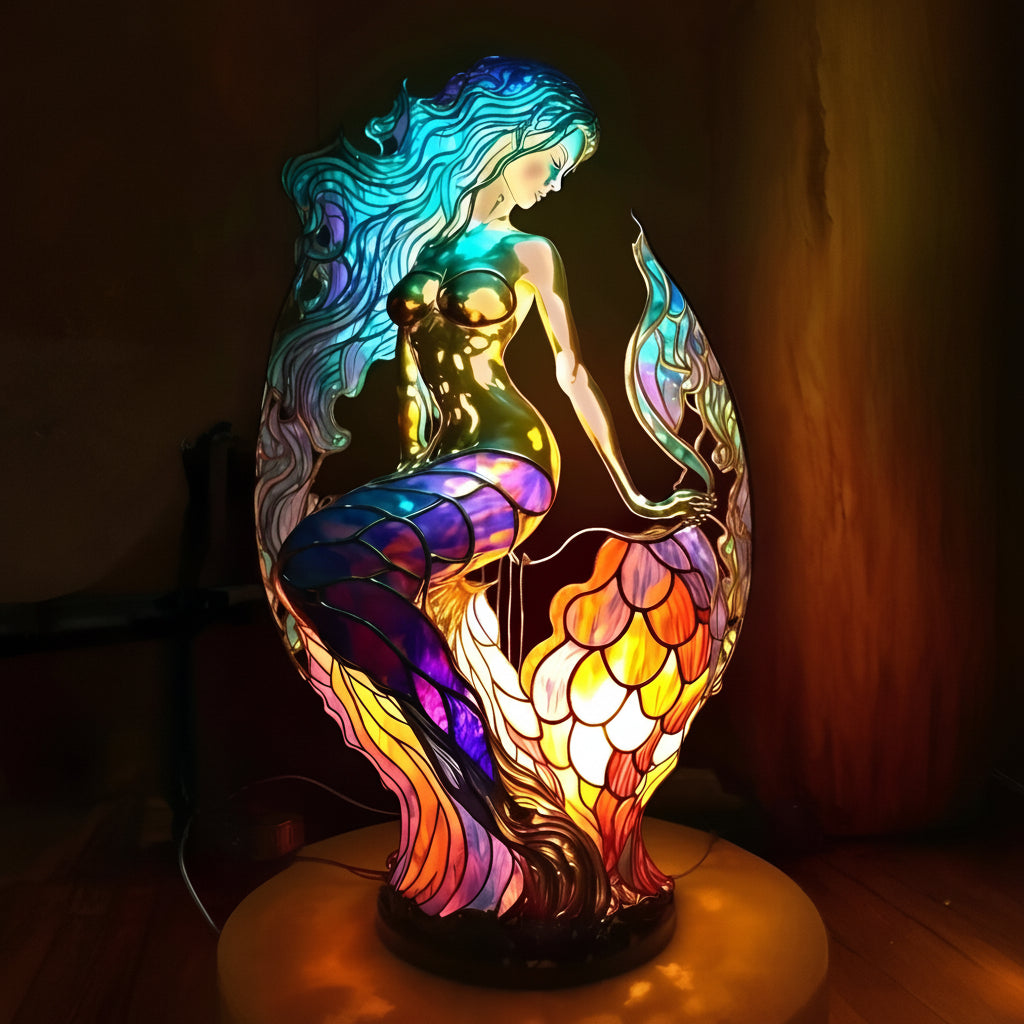 Table Lamp Stained Glass Animal Sculpture Ambient Lighting