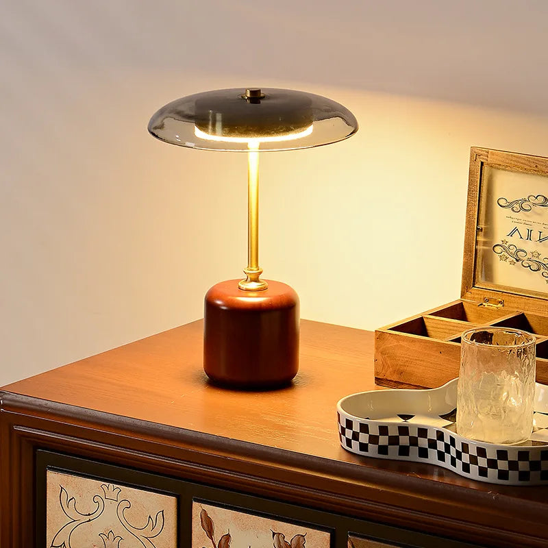 MushroomLuxe - Modern LED Glass Table Lamp | Dimmable & Stylish Design