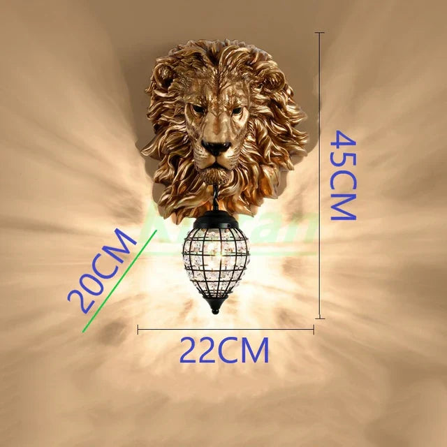 RoyalGlow - Majestic Lion Head Wall Lamp in Vintage Style – Decorative LED Lamp