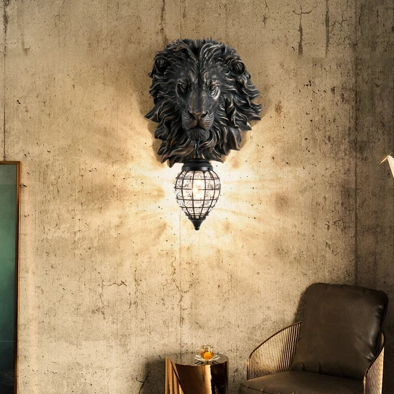 RoyalGlow - Majestic Lion Head Wall Lamp in Vintage Style – Decorative LED Lamp