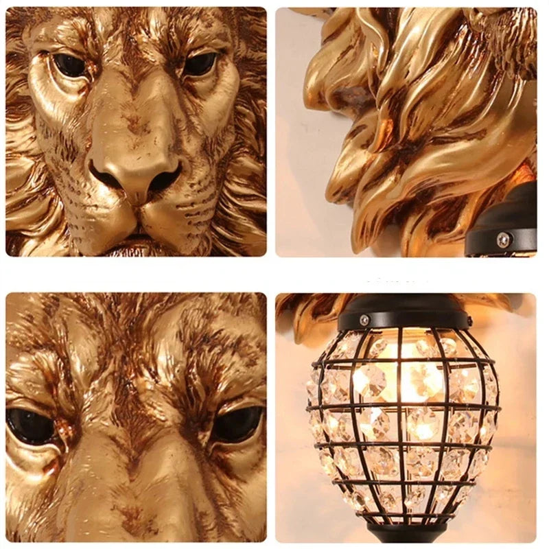 RoyalGlow - Majestic Lion Head Wall Lamp in Vintage Style – Decorative LED Lamp