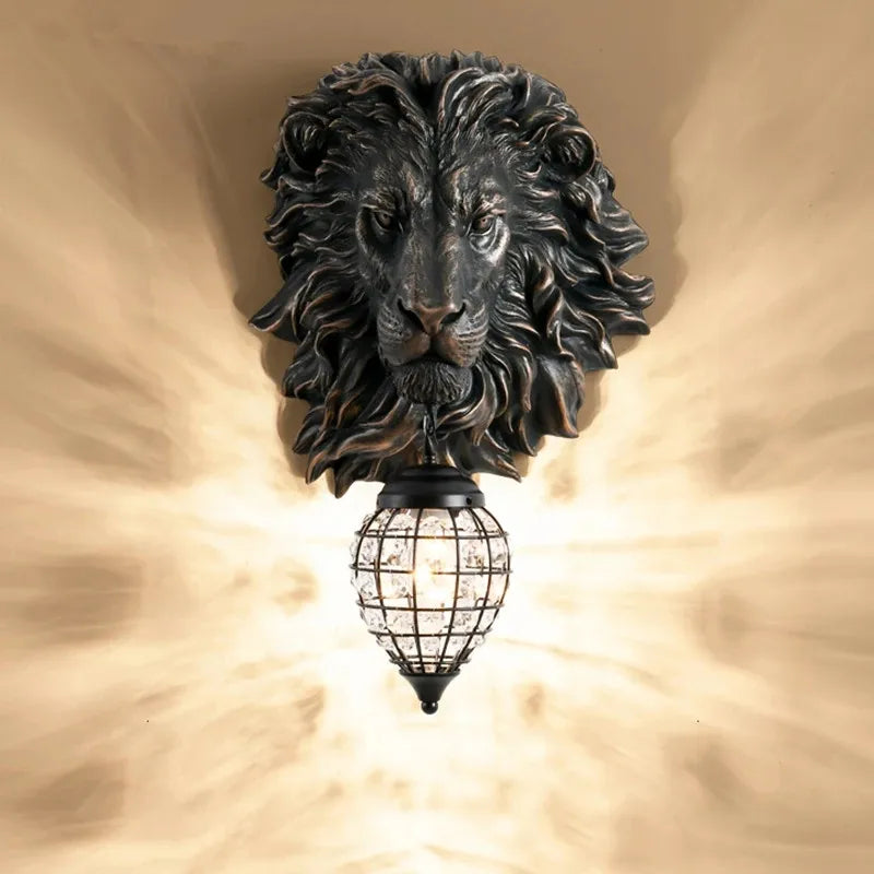 RoyalGlow - Majestic Lion Head Wall Lamp in Vintage Style – Decorative LED Lamp