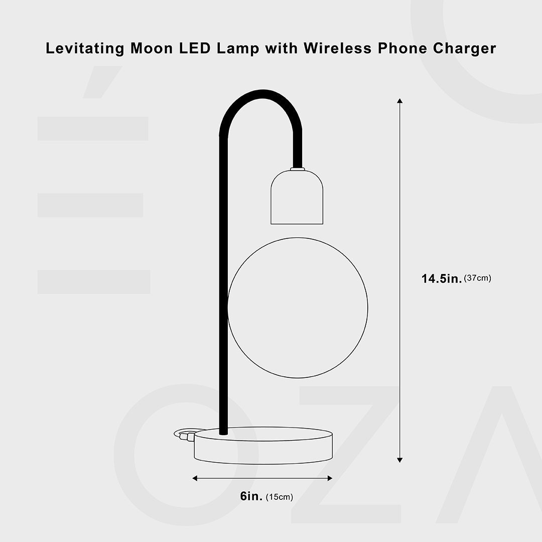 Lámpara LED Moon con cargador inalámbrico para teléfono