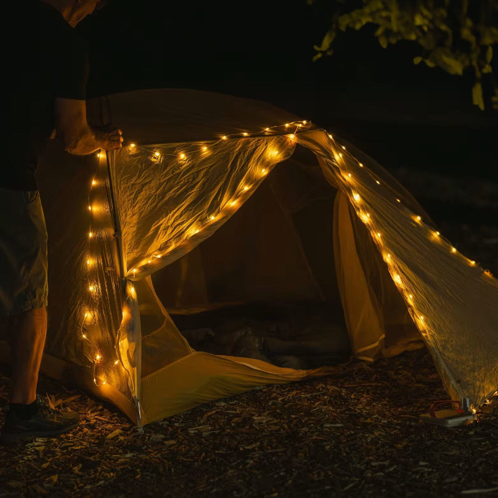 Luci LED Stringa Ricaricabile Esterno Camping ImpermeabileLuci LED Stringa Ricaricabile Esterno Camping Impermeabile