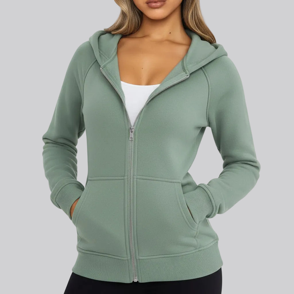 Felpa Zip Donna Slim Fit Misto Cotone Casual