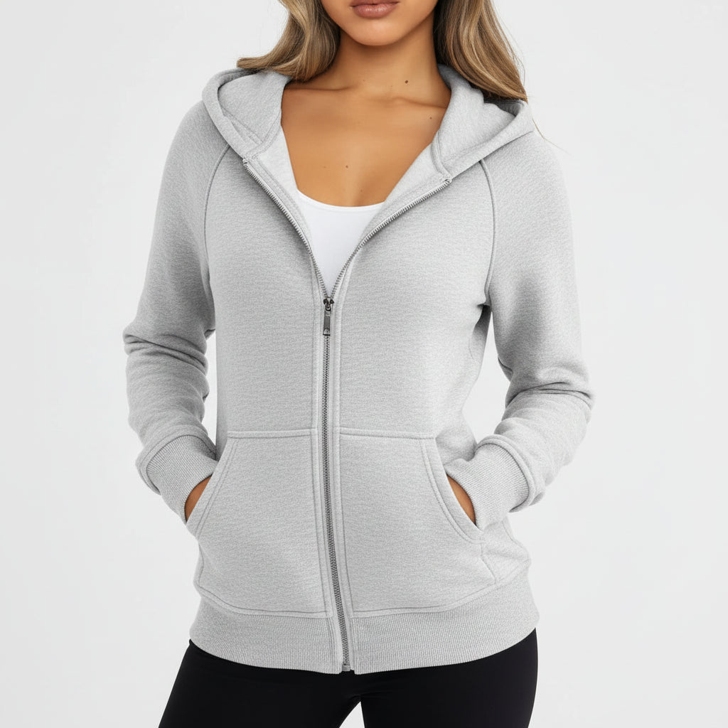 Felpa Zip Donna Slim Fit Misto Cotone Casual