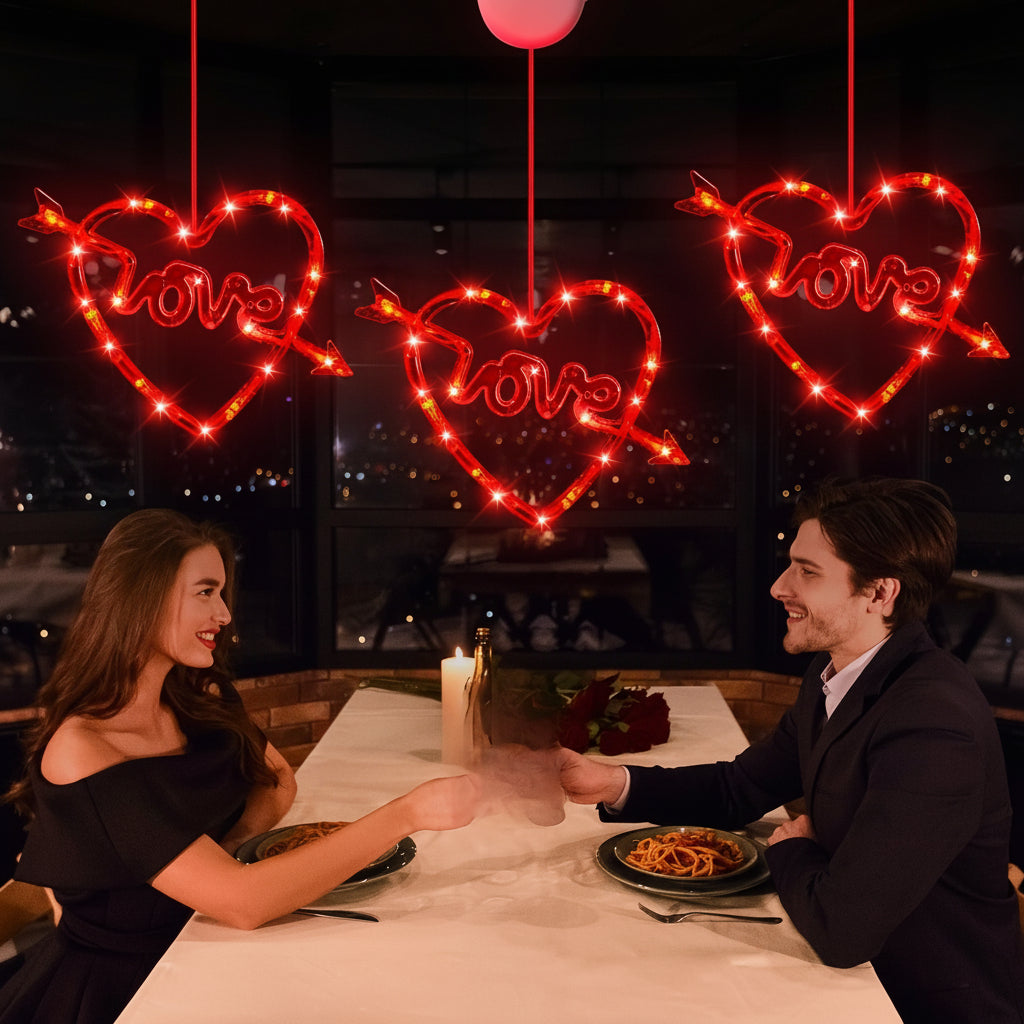 LED Valentijnsverlichting Hartvorm Ramen Deuren
