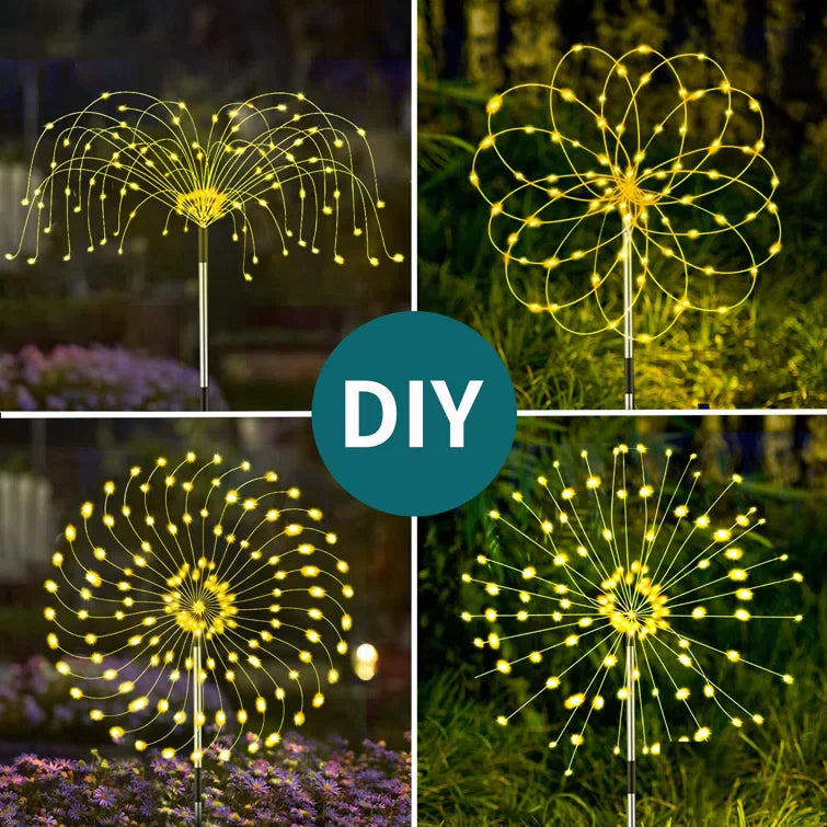 4 Pieces Outdoor Solar Garden Firework Lamps