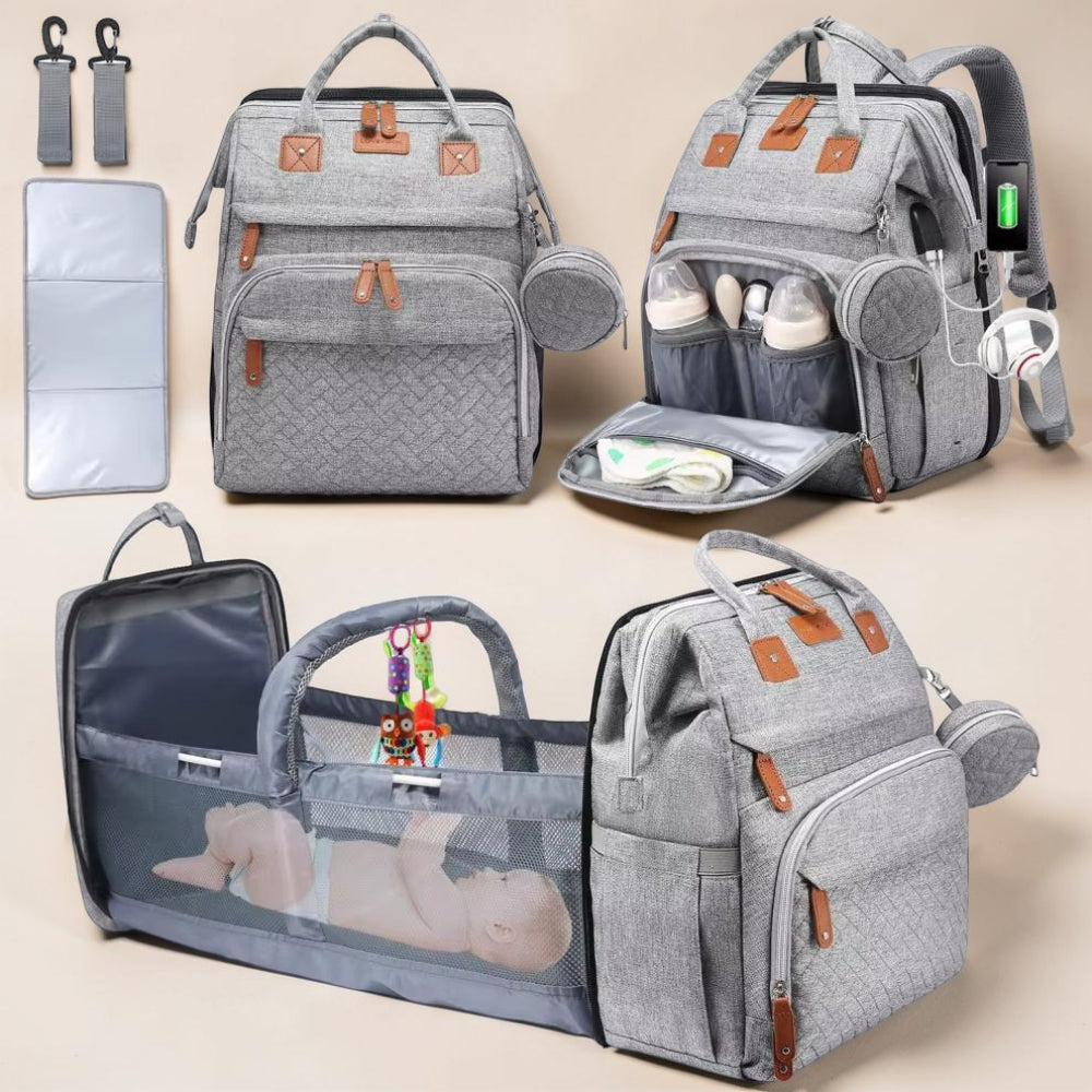 Zaino Fasciatoio Neonato Borsa Cambio Portatile Materassino Pieghevole