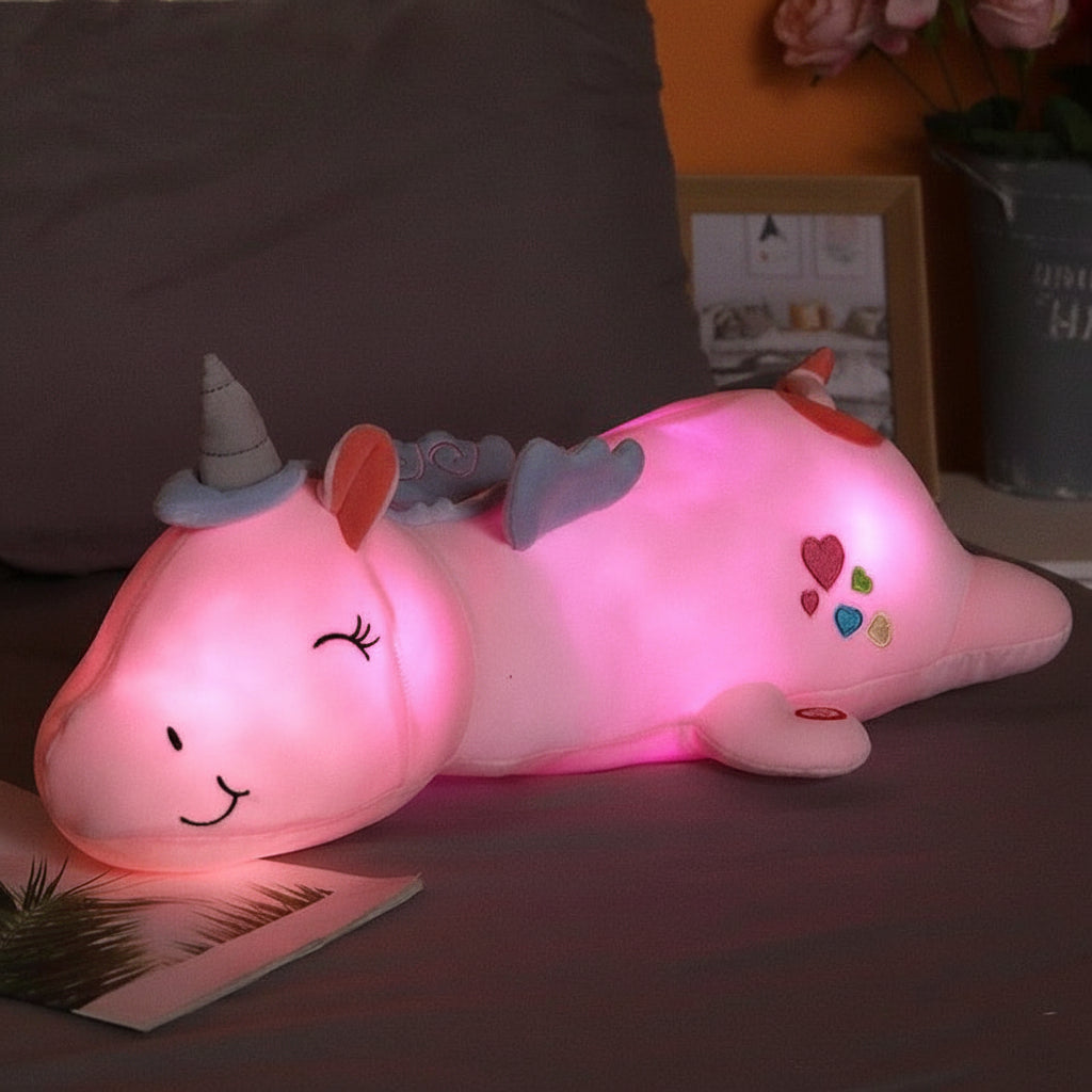 Pluche Knuffel Eenhoorn LED Nachtlamp Regenboog Kinderkamer