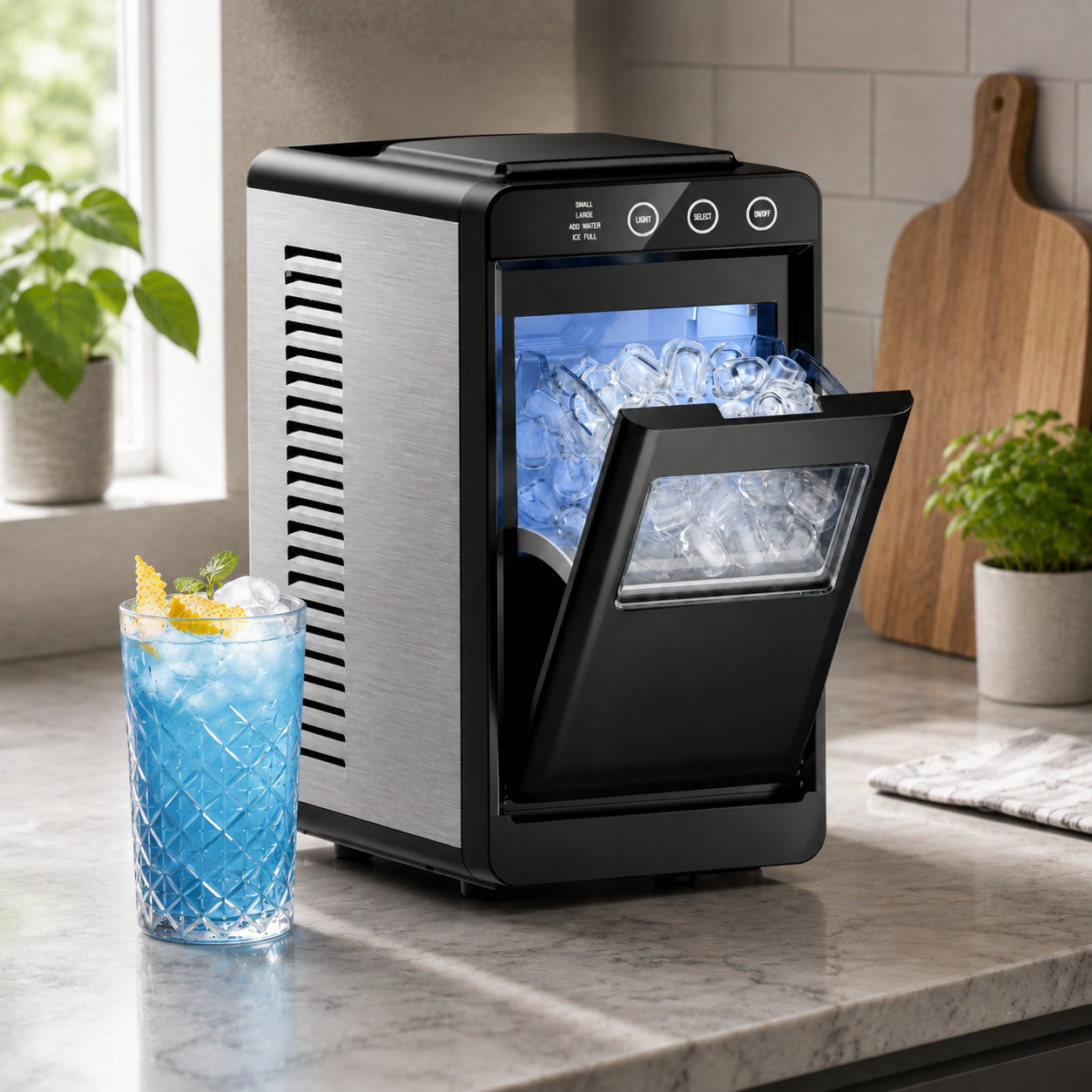 Macchina Ghiaccio Cubetti Rapidi Bevande Cucina Casa
