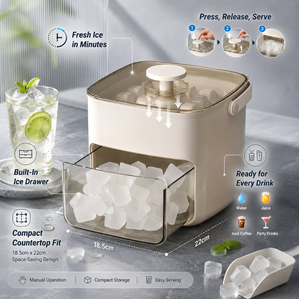 Manual Ice Cube Maker Machine Compact Kitchen