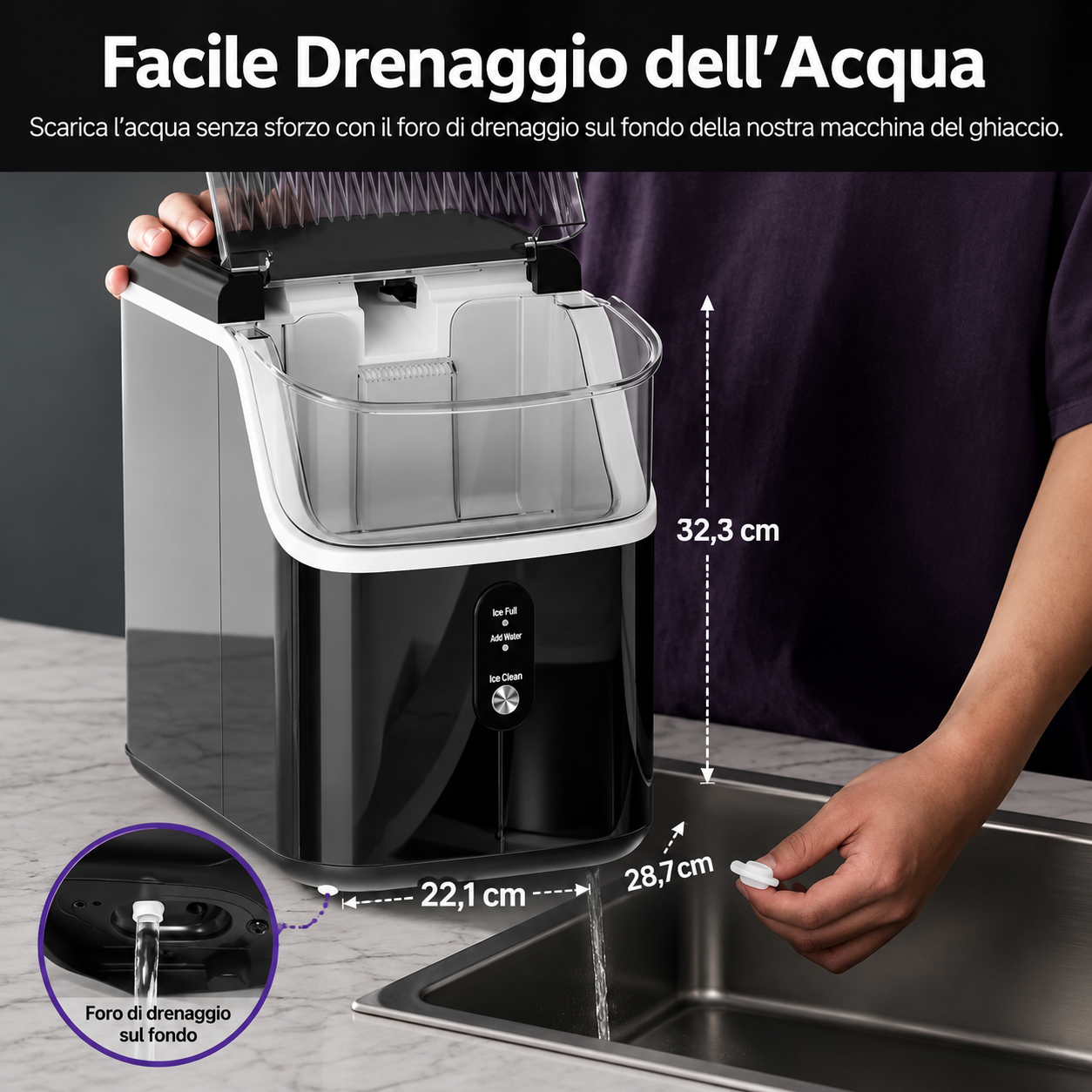 Portable Ice Machine Self-Cleaning Fast Ice Crusher