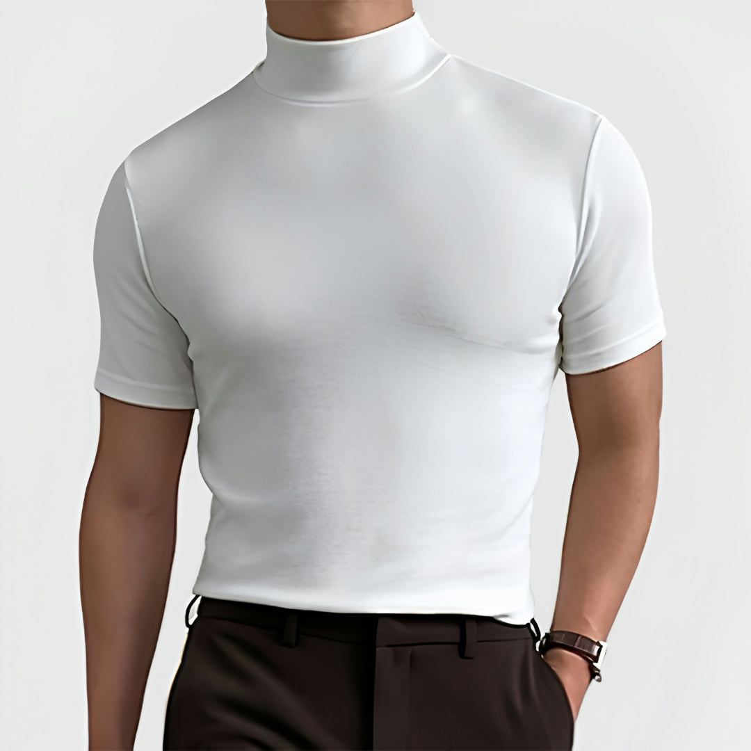 Men's Slim Fit T-Shirt High Neck Casual Elegant