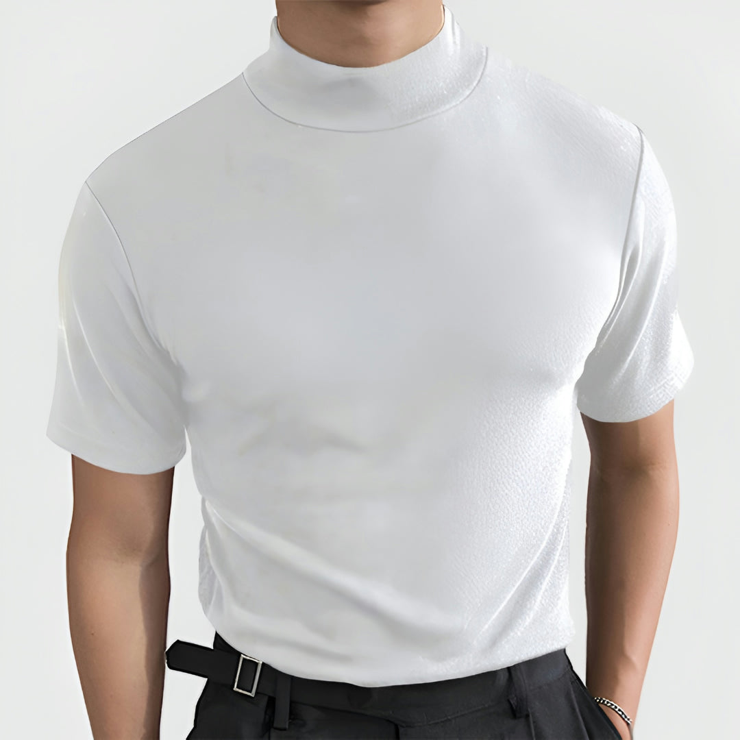 Men's Slim Fit T-Shirt High Neck Casual Elegant