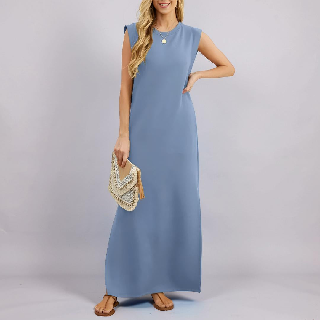 Maxi Jurk Dames Mouwloos Lange Jurk Casual Comfort Pasvorm