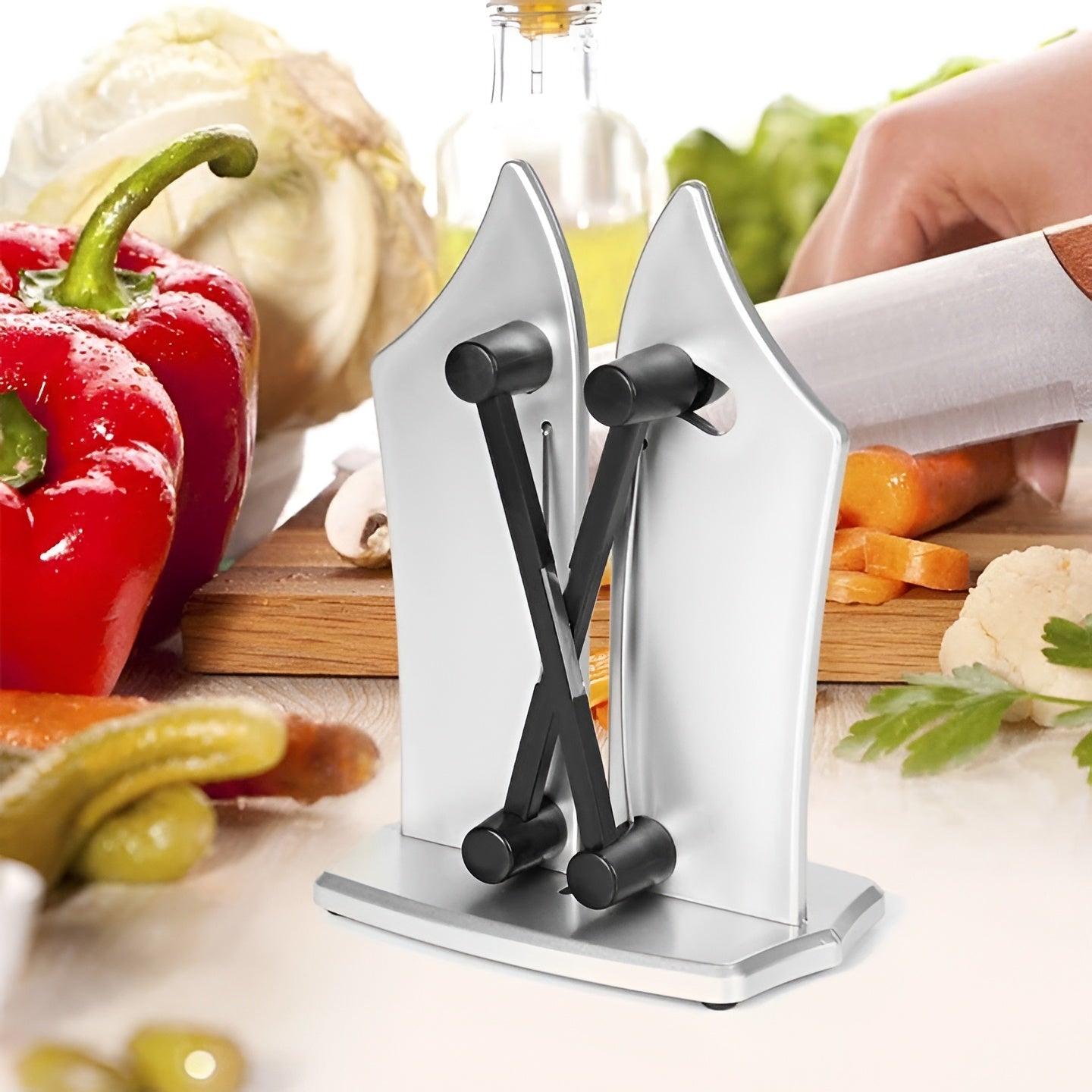 Afilador de Cuchillos de Cocina Manual Herramienta Antideslizante para Cocina