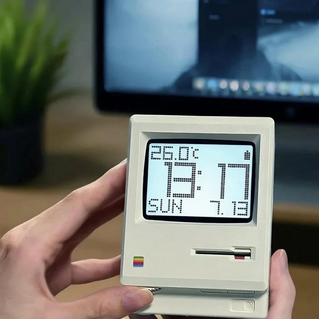 Digital Retro Mini PC Desk Clock LCD Display