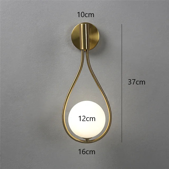 CrystalGleam - Lâmpada de Parede LED com Globo de Vidro Metálico