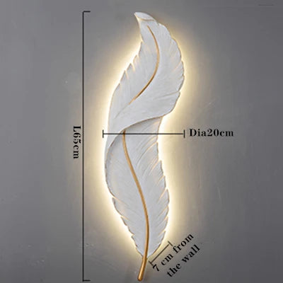 FeatherGlow - Modern White Feather Wall Lamp