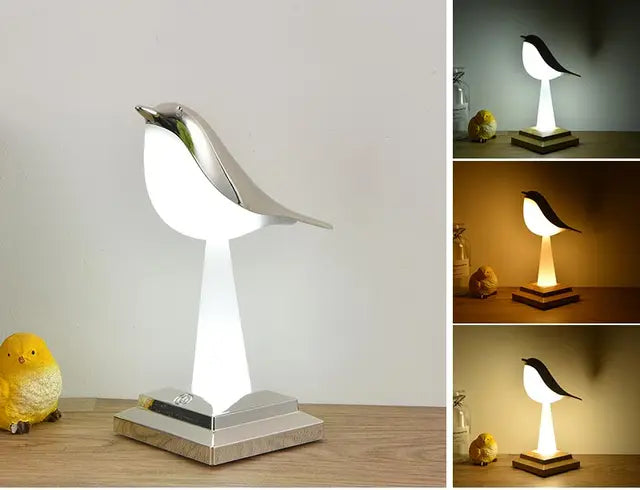NatureGlow - Elegant Bird Table Lamp with LED Night Light