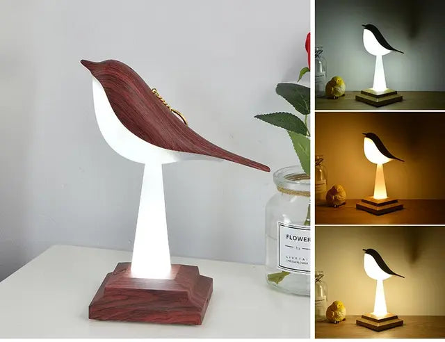 NatureGlow - Elegant Bird Table Lamp with LED Night Light