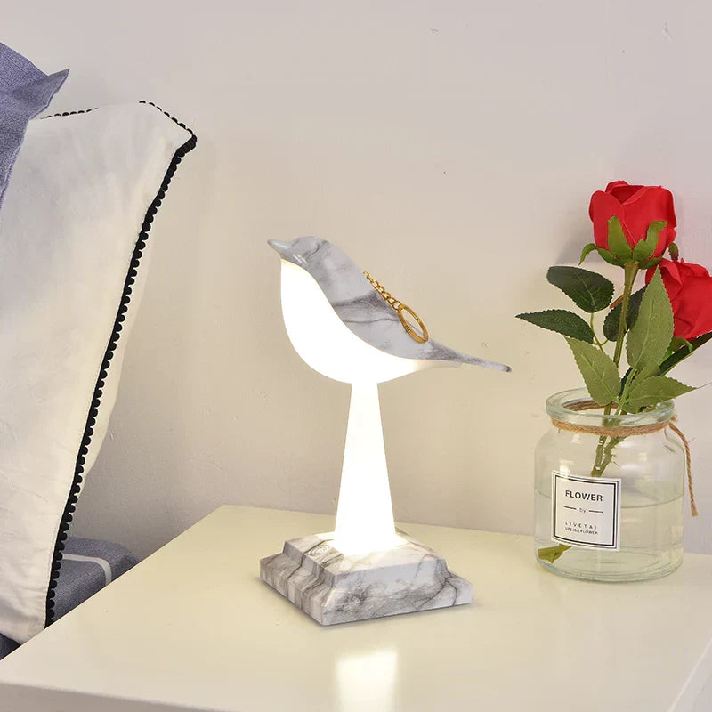 NatureGlow - Elegant Bird Table Lamp with LED Night Light