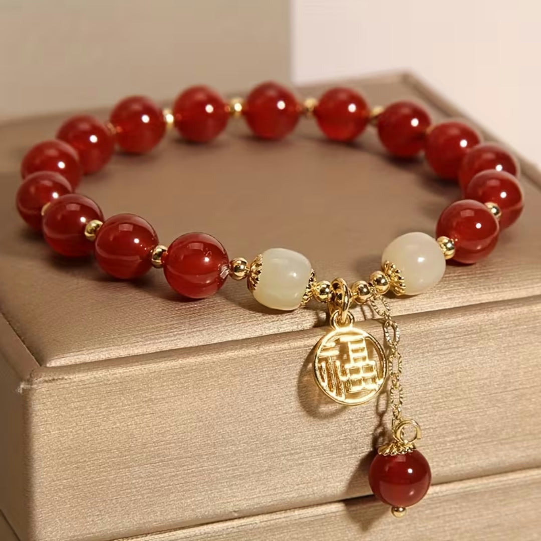 Moederdag Cadeau Armband Dames Kralen Geluks Bedel Vintage Rood