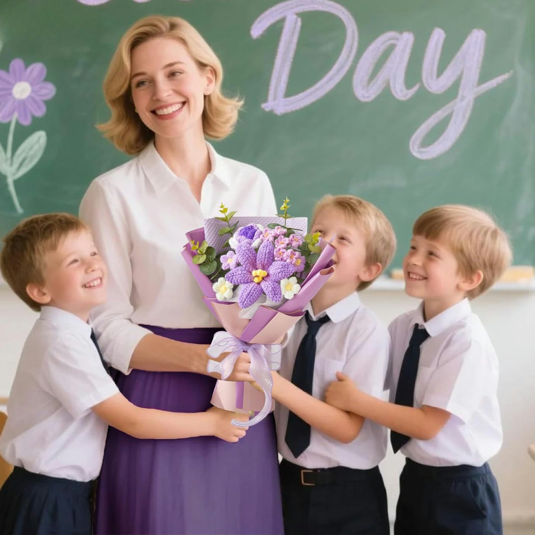 Regalo Festa della Mamma Bouquet di Fiori All'Uncinetto Fatto a Mano