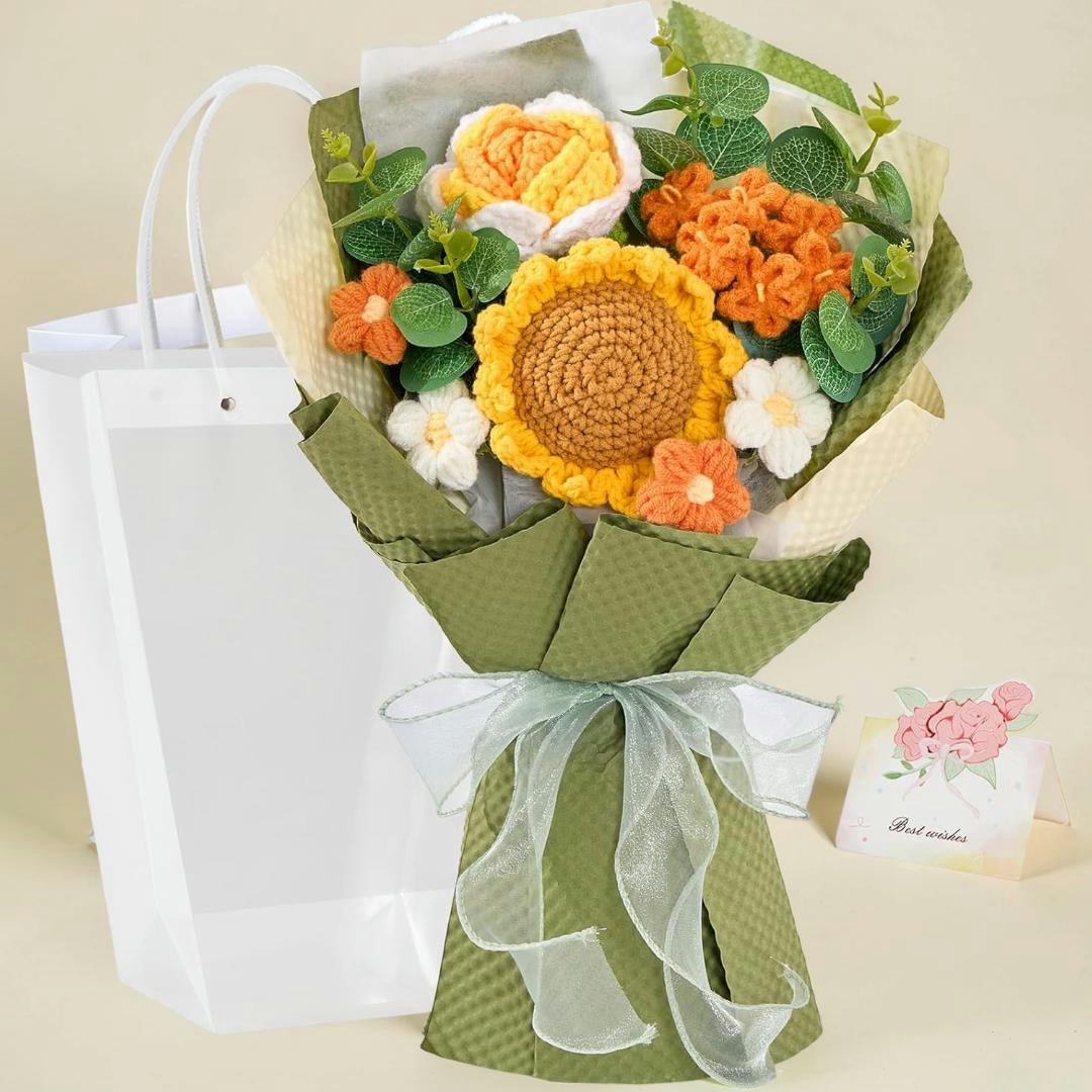 Regalo Festa della Mamma Bouquet di Fiori All'Uncinetto Fatto a Mano